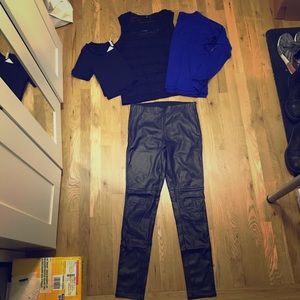 H&M Black imitation leather leggings high waisted